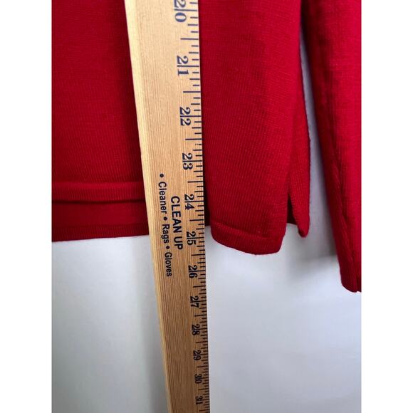 J. Peterman Womens Medium Red Long Sleeve Wool Satin Blend Pullover Sweater - Picture 5 of 7